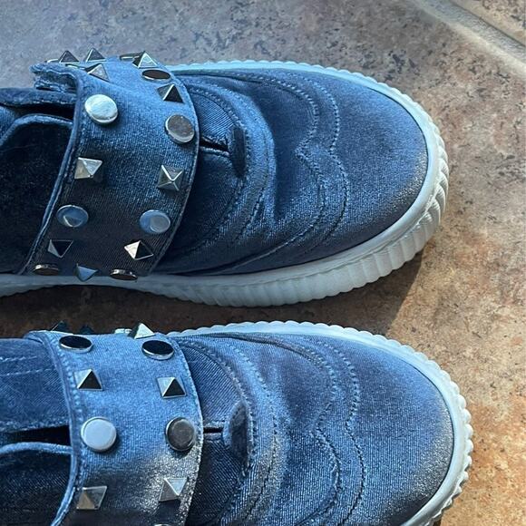 Shellys London gray velvet studded sneakers sz 38 - Picture 7 of 11